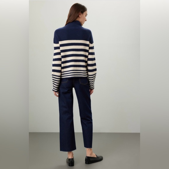 EUC - Derek Lam Sweater Navy and Cream Stripe Knit - Picture 4 of 13